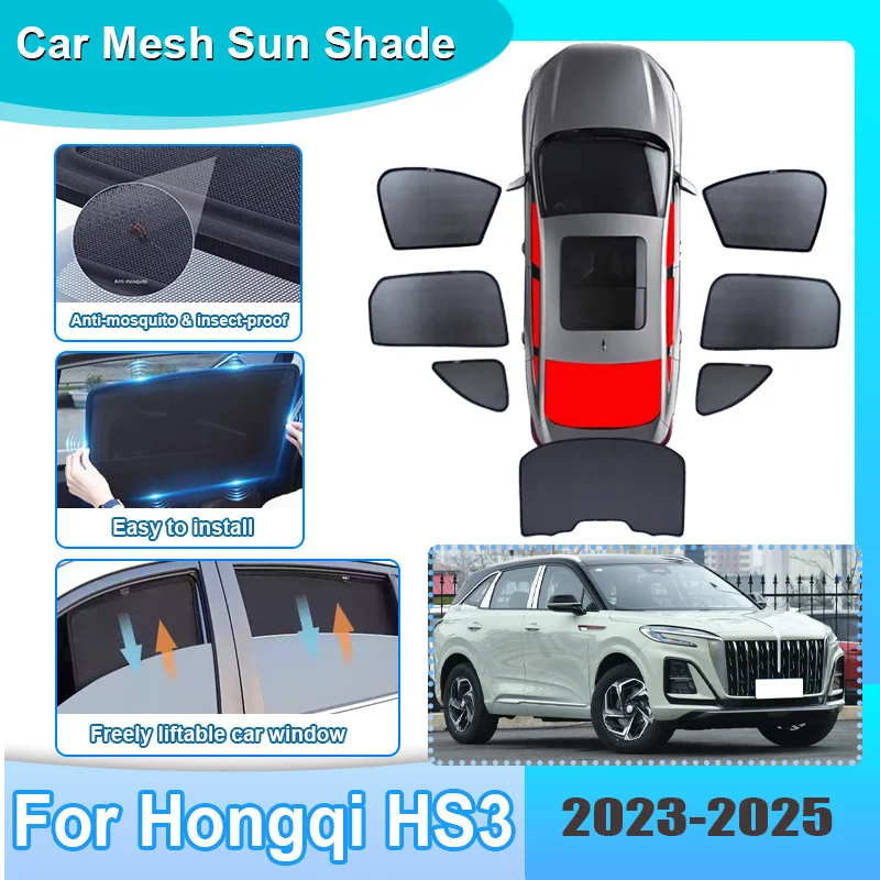 

Сетчатая солнцезащитная шторка для автомобиля Hongqi HS3 2023 2024 2025: затемняющая сетка, защита от УФ-излучения, теплоизоляция, шторка на лобовое стекло, автоаксессуары