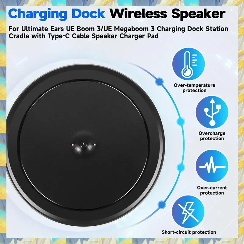 Smartwave-For Logitech Ultimate Ears UE Boom 3/UE Megaboom 3 Charging Dock Station Cradle With Type-C Cable Speaker Charger Pad， view 4