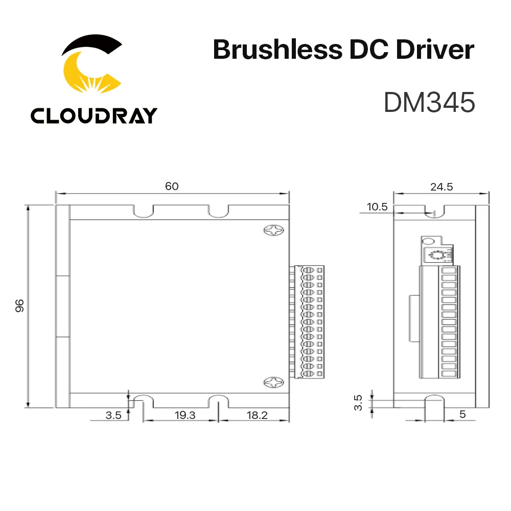 Cloudray 42 Brushless DC Motor Driver 3-phase 12-30VDC for 10-70W BLDC Motor