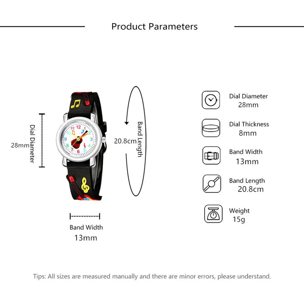 ساعة بنمط الجيتار الأسود، ساعة يد أنيقة ومريحة للطلاب، هدية عيد ميلاد