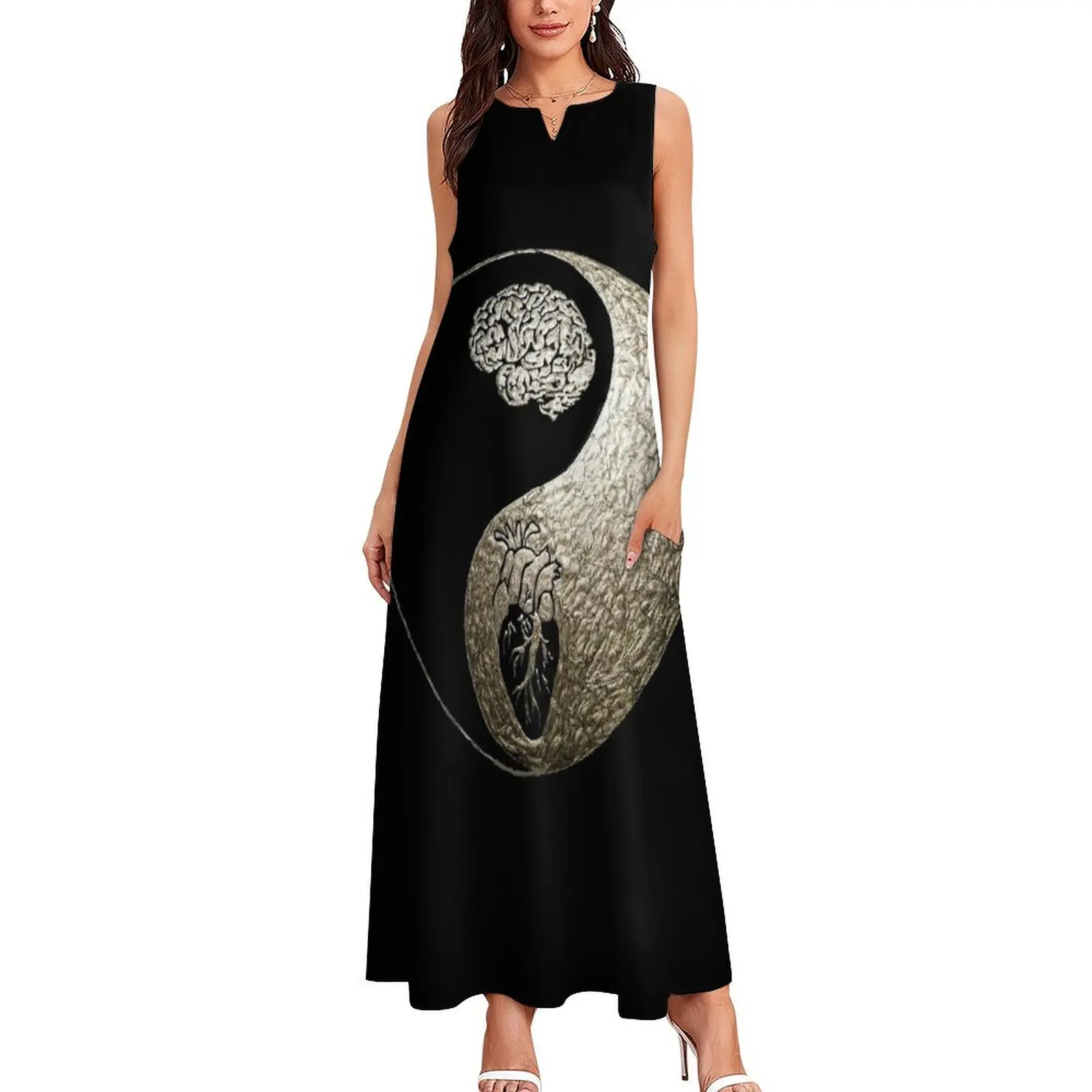 Brain and heart yin yang Long Dress wedding dresses for parties summer clothes for women evening dress evening dress women