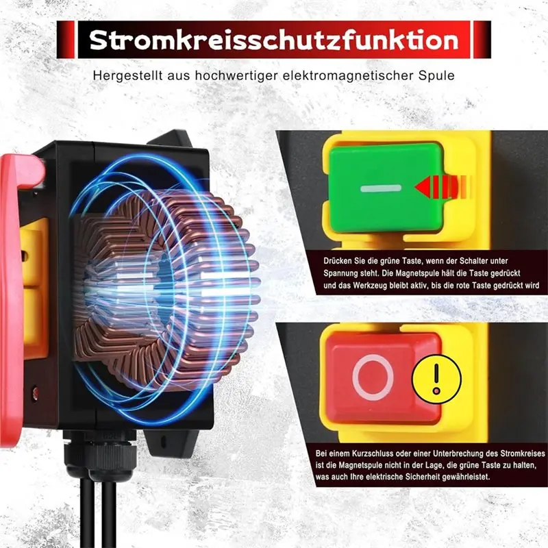 ABYP For Quickly Switching Off Milling Table, Single-Phase On/Off 230V,Electromagnetic Push Button Switch Eu Plug