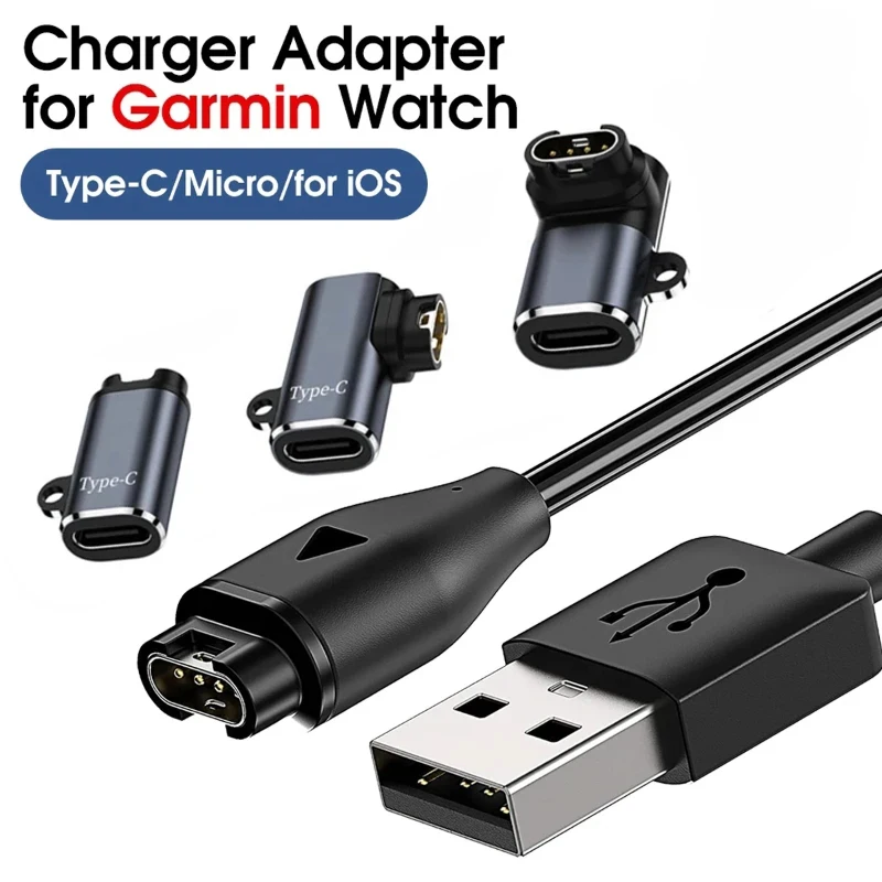 Charger Adapter Type C/IOS/Micro Usb for Garmin Fenix 7/7S/7X/6/6S/6X Forerunner 745 955 945 Smartwatch Charging Cable Converter
