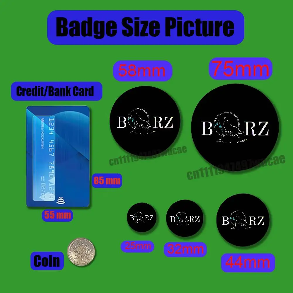 For Chechnya Chechen Wolf Noxchi BORZ Badge Cover Custom Pin Insignia Emblem Round 25mm 58mm 44mm Laser Film