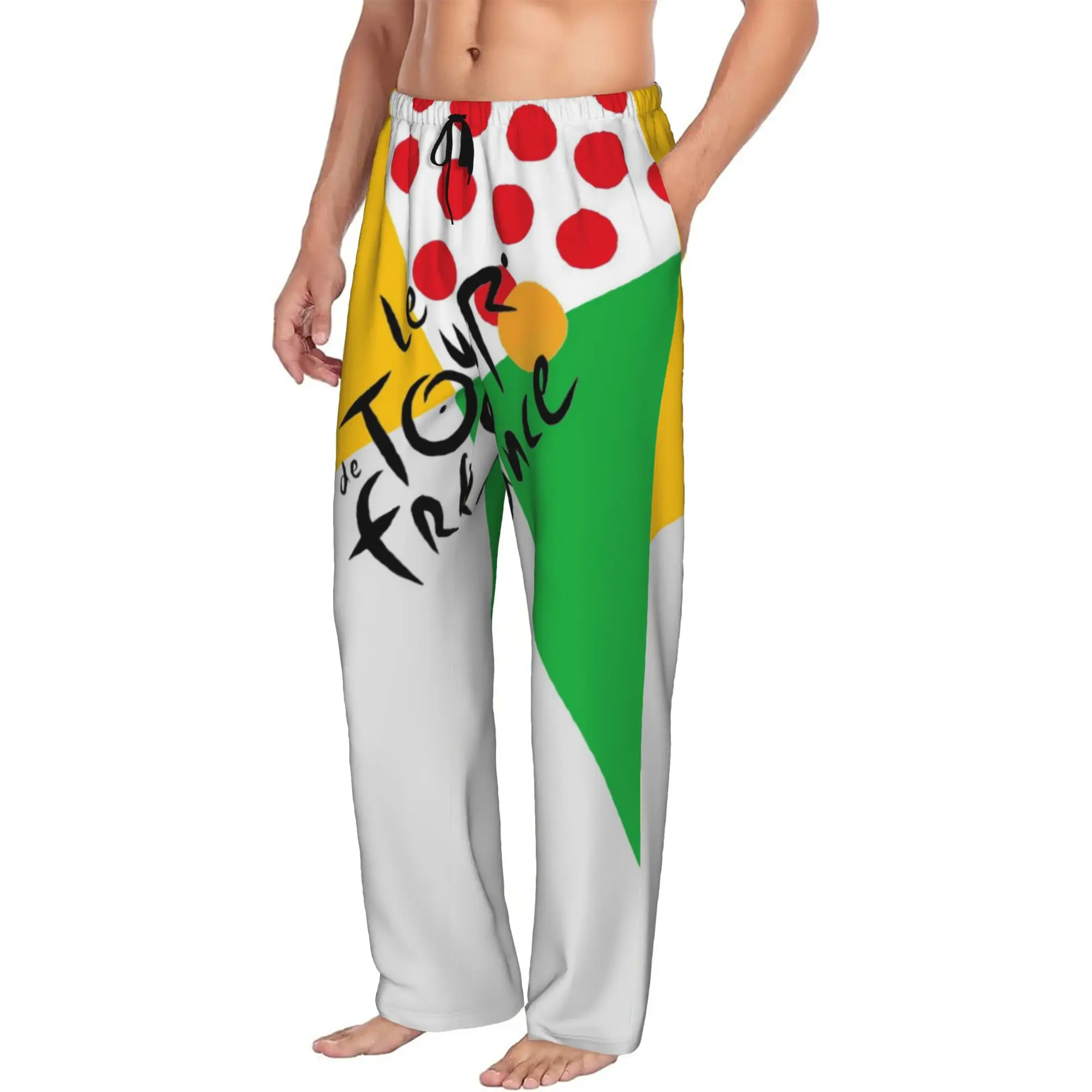 Custom France TDF Tour  Pajama Pants Men's  Lounge Sleep Drawstring Sleepwear Bottoms with Pockets