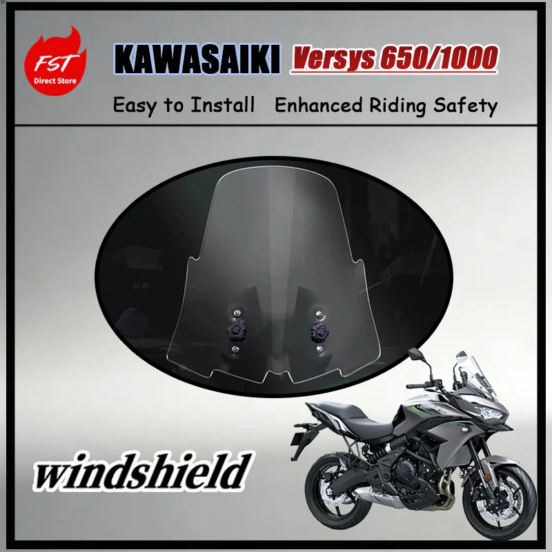 

FOR Kawasaki Versys 650/1000 Premium Windscreen Full Chest Protection Thickened Heightened Design for Enhanced Aerodynamics