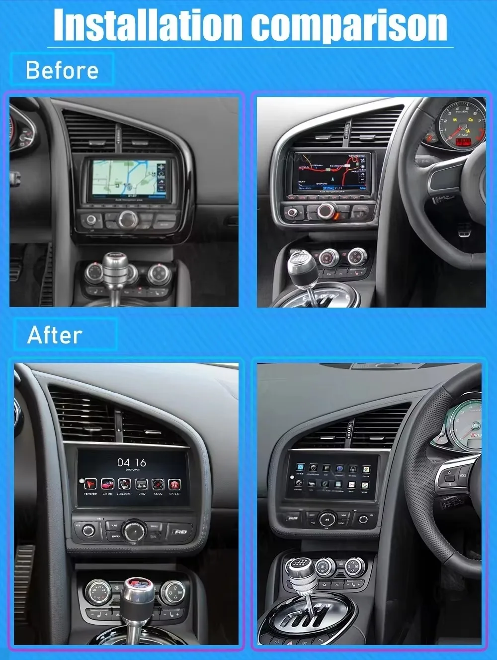 8' For Audi R8 V8 V10 2007-2015 Android15 Car Stereo GPS Navigation Head Unit Carplay WiFi Android Multimedia Radio Video Player