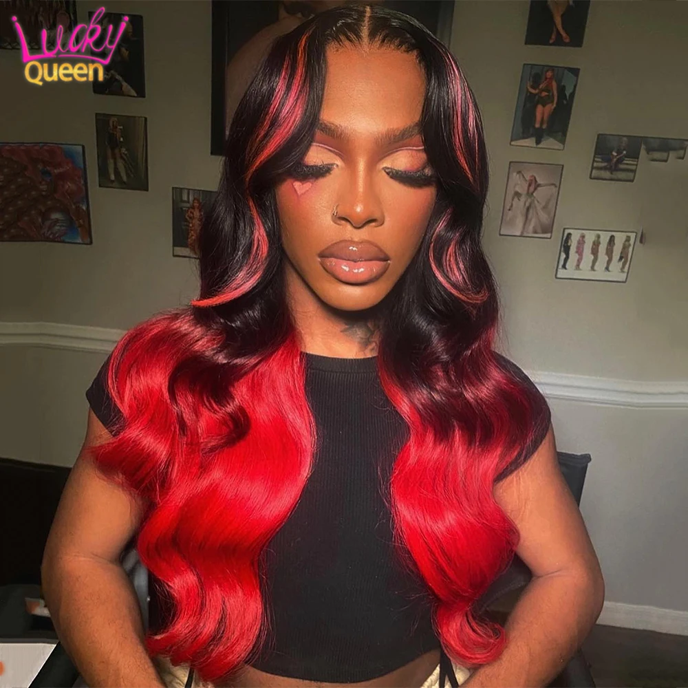 Ombre Rose Pink Colored 5X5 Lace Closure Wig  Glueless 13x6 13x4 HD Lace Front Human Wig For Women Pre Plucked Body Wave