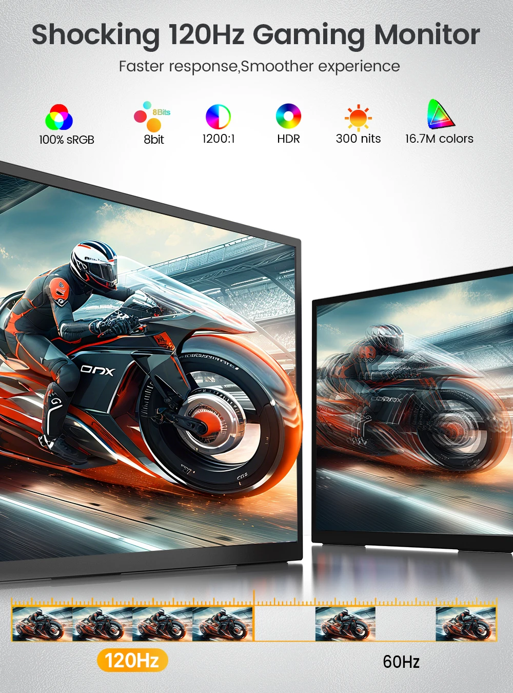 Monitor portátil UPERFECT 120Hz Tela sensível ao toque de 18,5 polegadas com toque de 10 pontos com HDMI USB C Tela externa 1080P Laptop PC Gaming Display