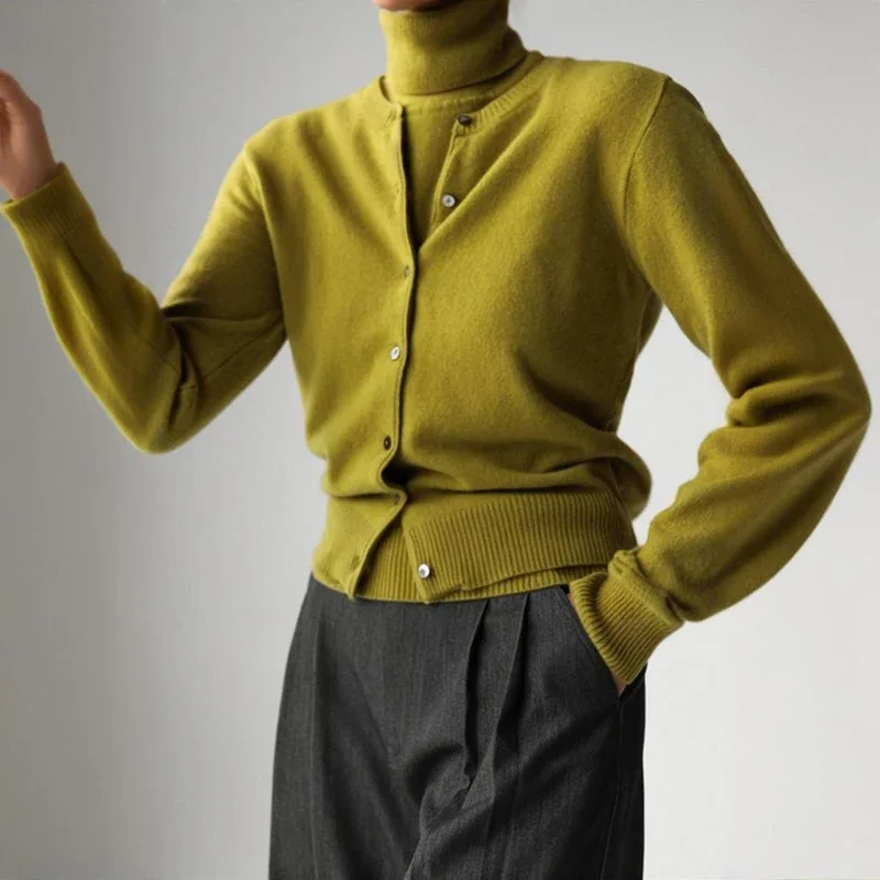 سترة نسائية عصرية لعام 2025 سترة نسائية متينة بأكمام طويلة ورقبة دائرية معطف محبوك بصدر واحد للخريف غير رسمي #2