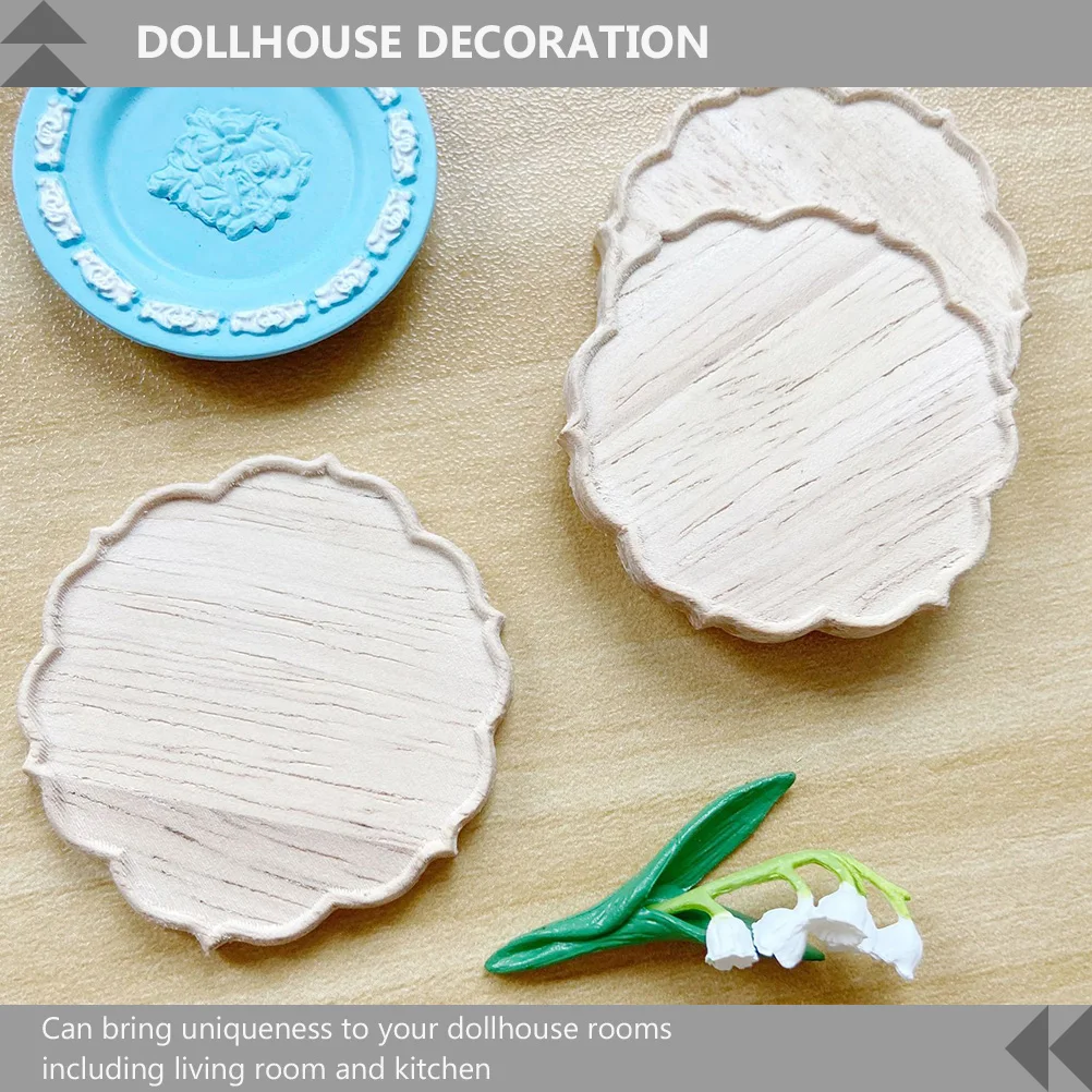 

Dollhouse Kitchen Miniatures Wooden Tray Props Food Trays Decoration Accessories