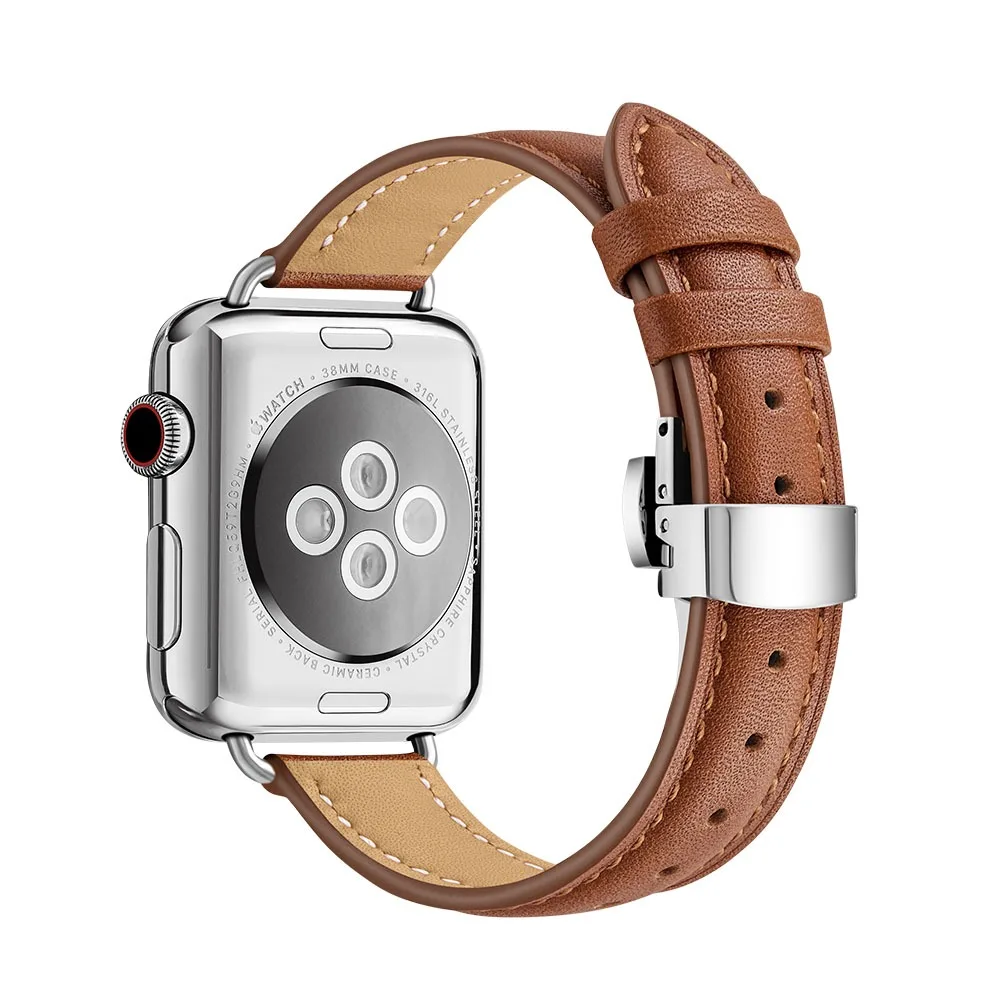 Slim Leather Strap for Apple Watch Series 45mm 41mm 44mm 40mm 42mm 38mm 49mm Bracelet iWatch Ultra 8 7 6 5 4 3 SE Watchband Belt