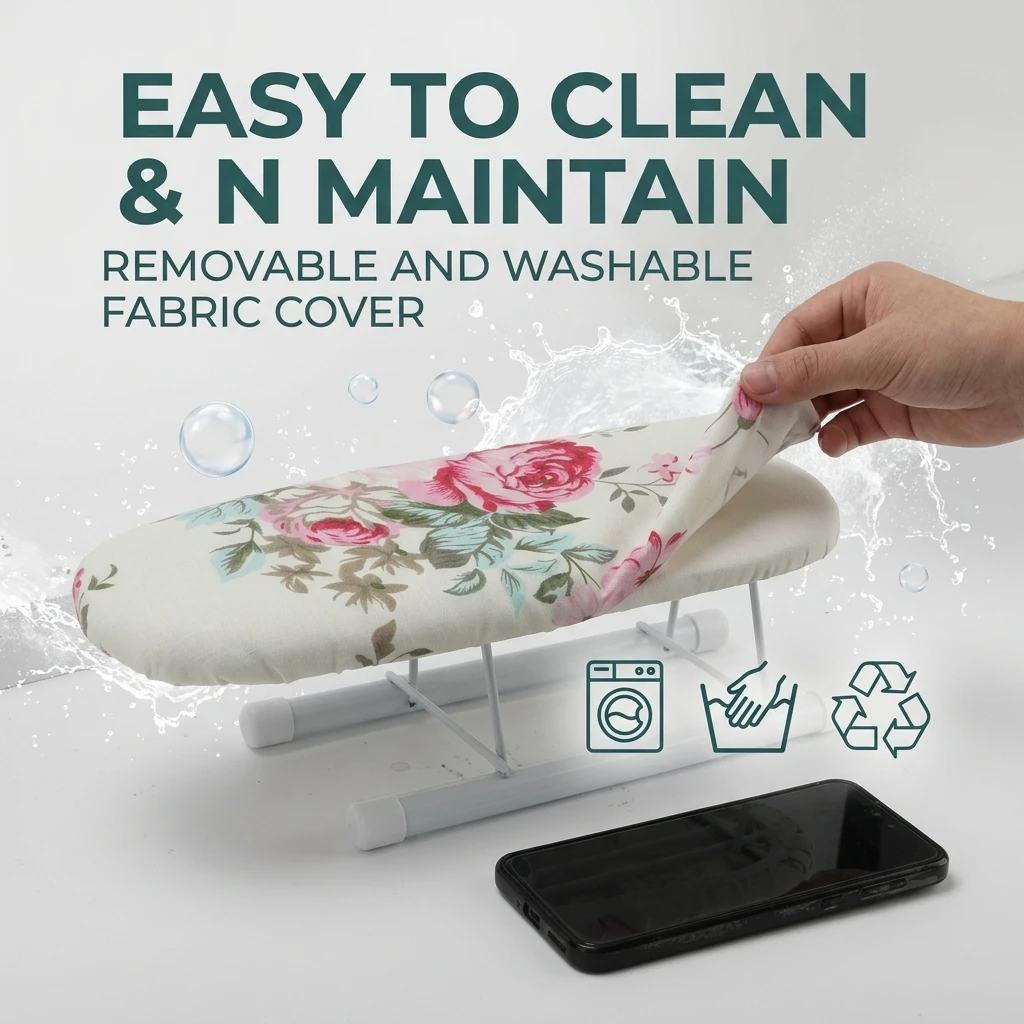 Compact Tabletop Ironing Board Mini Foldable Steel Pressing Station for Travel Home Sewing Sleeve Collar Care Durable