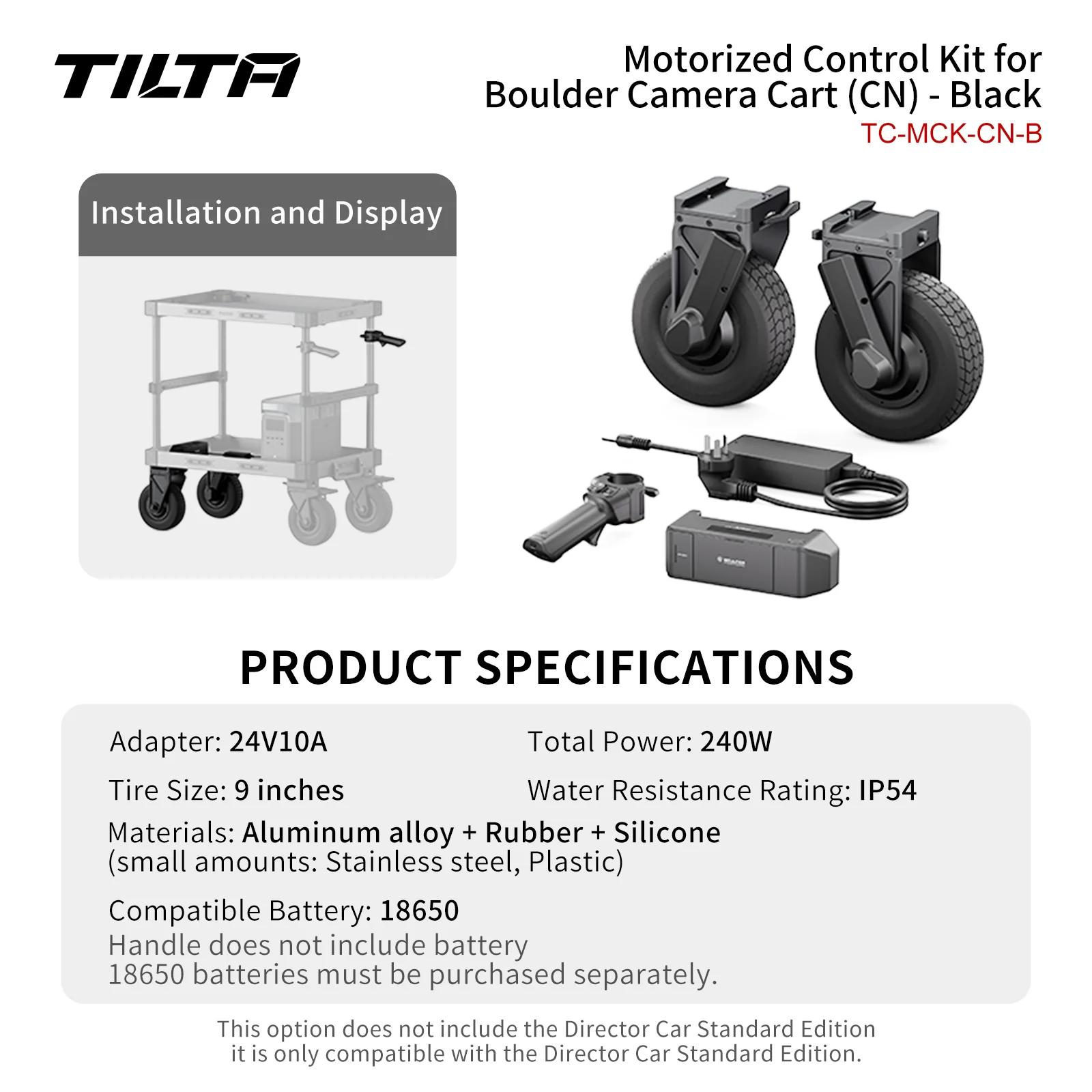 TILTA Gemotoriseerde Controlekit voor Boulder Camera Cart TC-MCK-CN-B