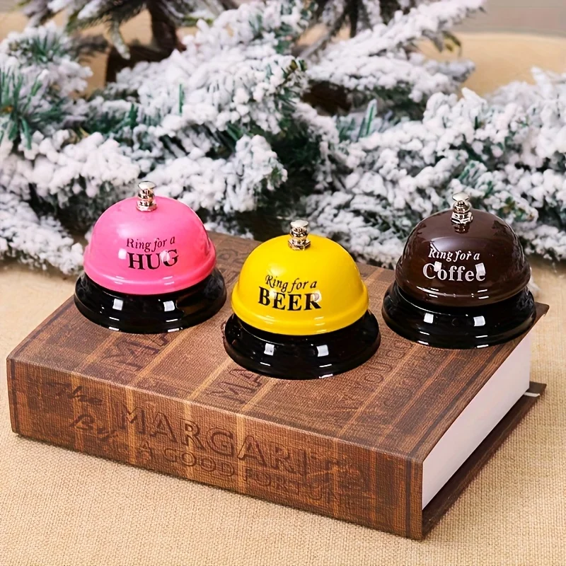 1PC Creative Student Gift Items: Yellow and Pink Metallic Bar Table Dining Bell Reminder, Restaurant Dining Bar Ring Bell, Hand-