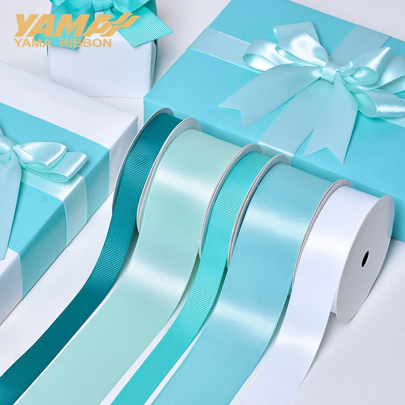 YAMAHA-Double Face Satin Grosgrain Ribbon, Blue Series, Wedding Party Gift, DIY Decoration Crafts, 100Yards/Roll, 16mm, 25mm, 38