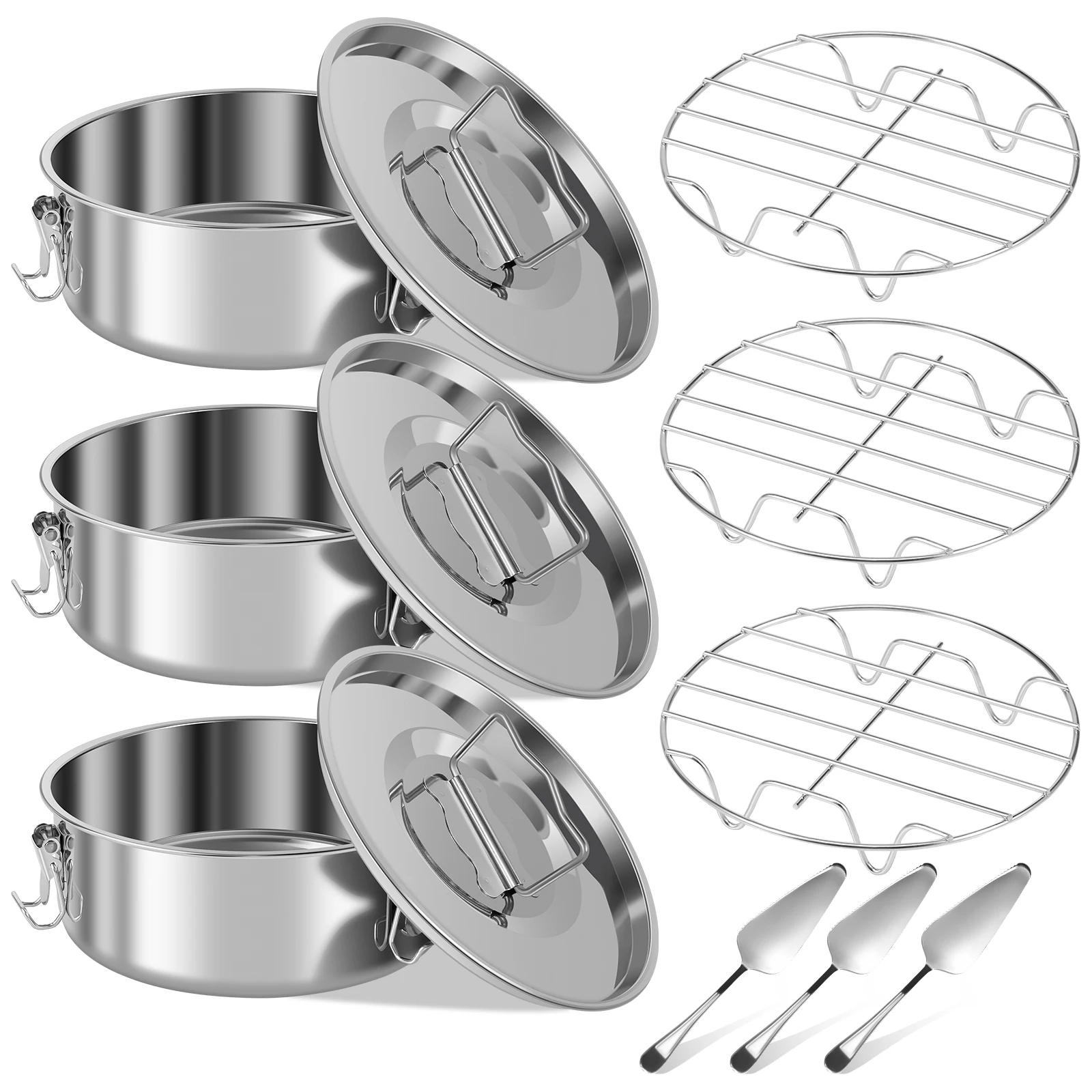 Molde de flan de acero inoxidable para hornear pasteles, molde de sartén de flan, sartenes de tarta de queso de 1,5 cuartos, molde de flan Flanera, herramientas portátiles para hornear pasteles de cocina