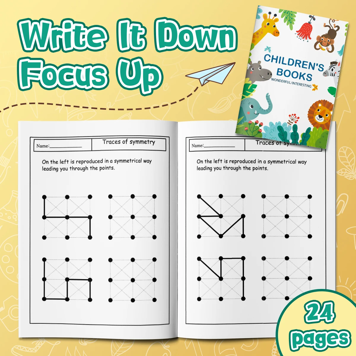 Children Geometric Shape Coloring Workbook, Fun Brain Game Practice, Help Kids Enhance Fine Motor Skills & Hand-eye Coordination