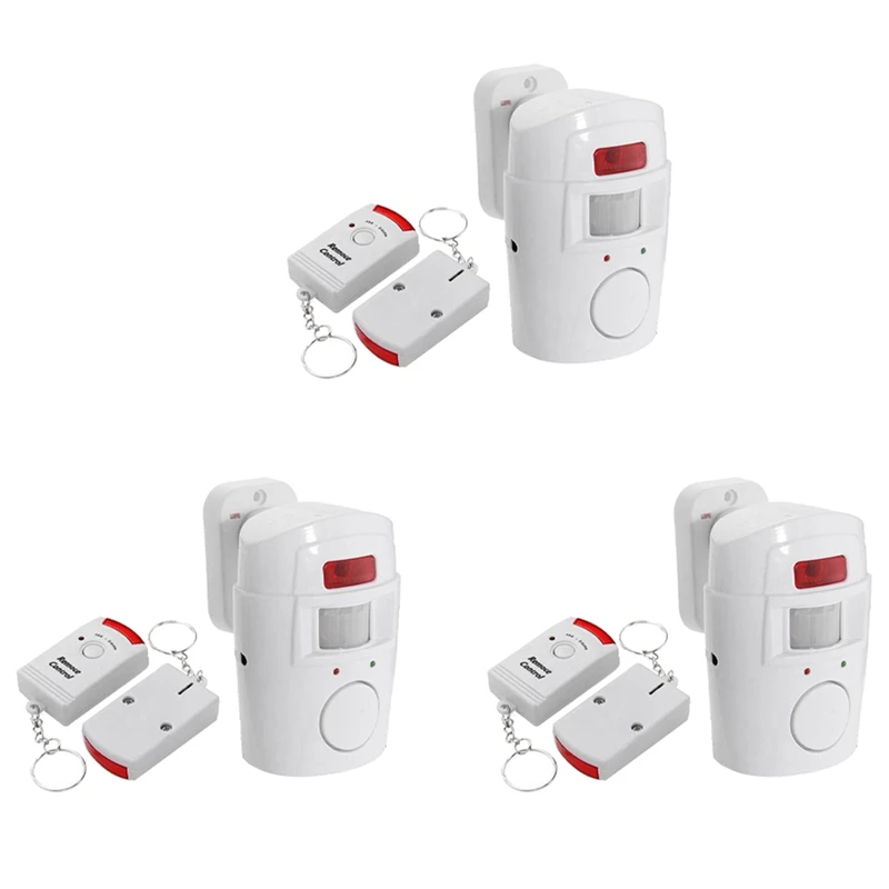 

3X Infrared Motion Sensor Alarm - Burglar Alarm With 2 Remote Controls, Suitable For Home/Garages/Shops