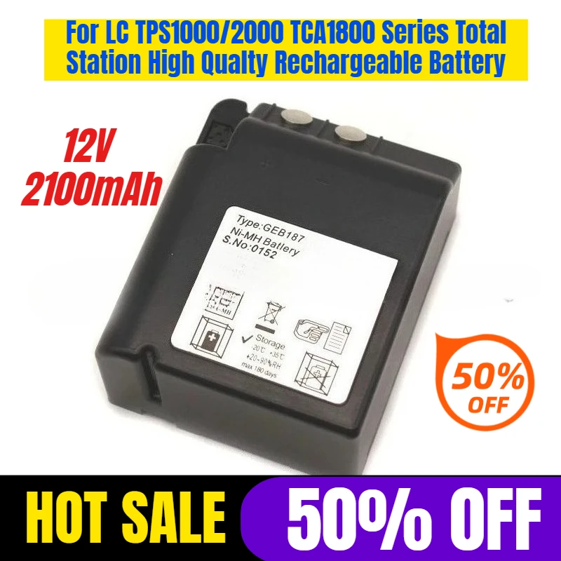 

12V 2100mAh GEB187 for LC TPS1000/2000 TCA1800 Series Total Station High Qualty Rechargeable Battery