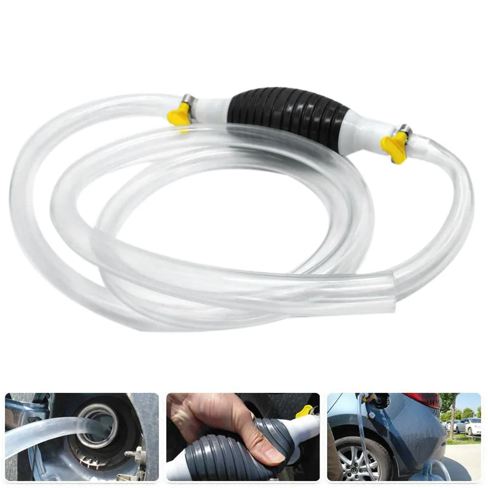 2M High Flow Siphon Hand Pump Portable Manual Car Fuel Transfer Pum for Gas Gasoline Petrol Diesel-Oil Liquid Water Fish Tank