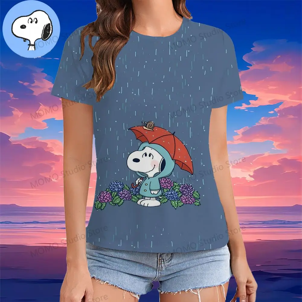 XS-3XL Short Sleeve 2024 Tees Women's T-Shirt Woman Clothing Snoopy O-Neck Anime Kawaii Streetwear 3D Print Y2k Tshirt Summer