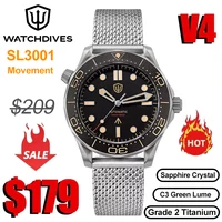 Watchdives WD007 V4 42mm Watch SL3001 Automatic Movement Titanium NTTD Wristwatch Domed Sapphire Crystal C3 Super Luminous Watch photo 1