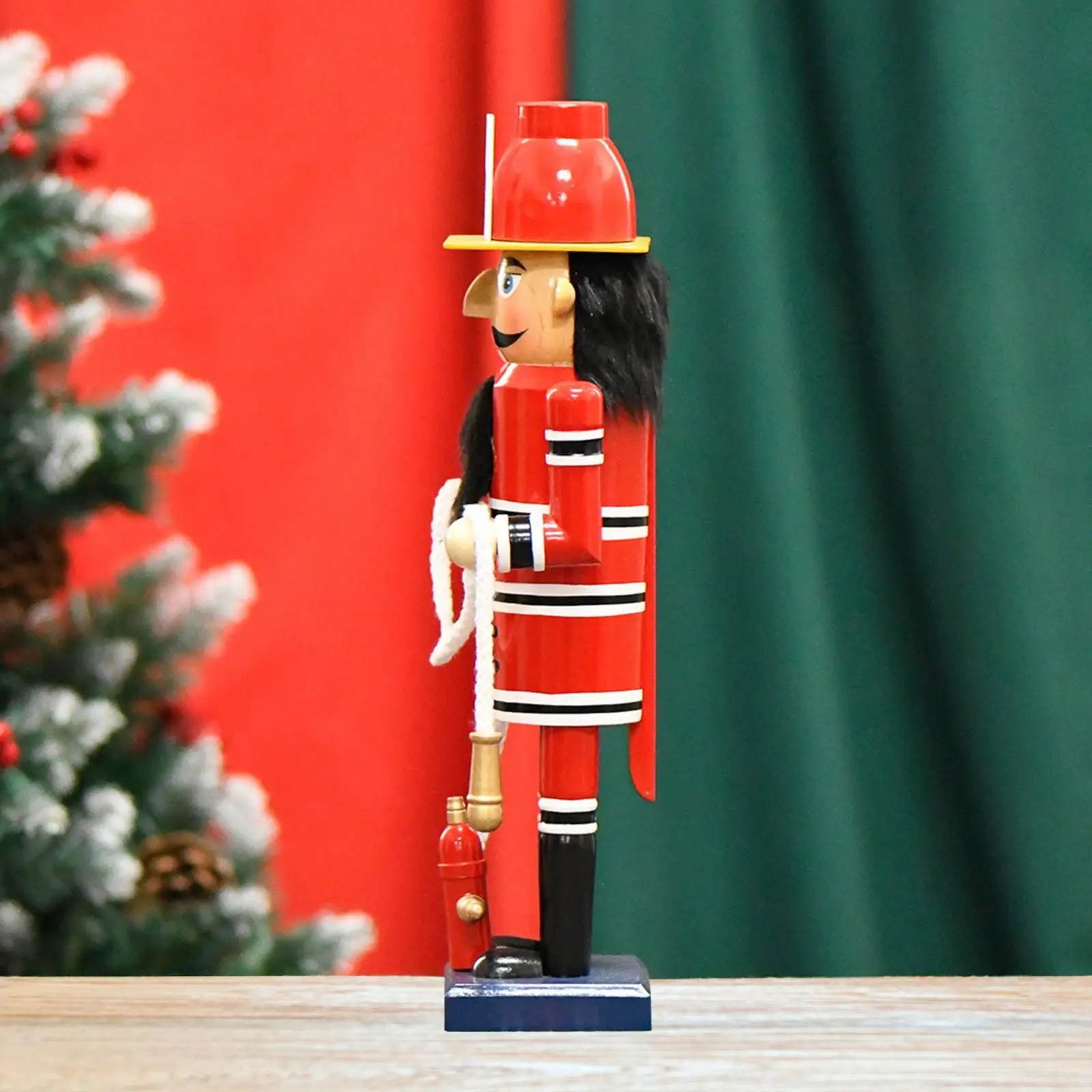 Firefighter Nutcracker Height 14 inch Stable Base Christmas Nutcracker Soldier for Bedroom Festival Holiday Fireplace Party