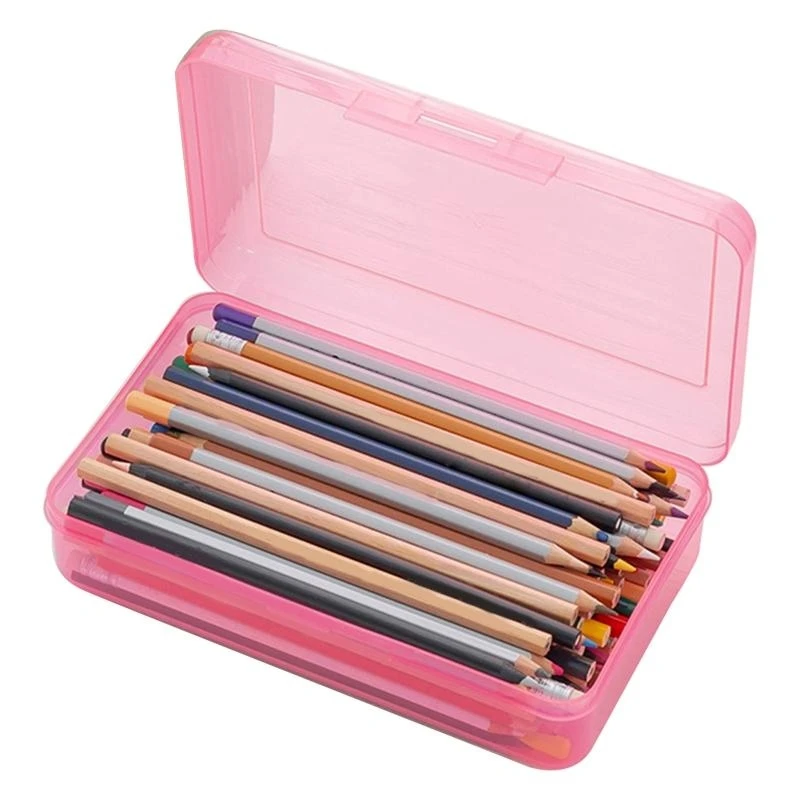  Transparent Pencil Box Hard Plastic Pencil for Case Crayon Pen Box Sketch Pencil for Case Stacking Office Supplies Organ