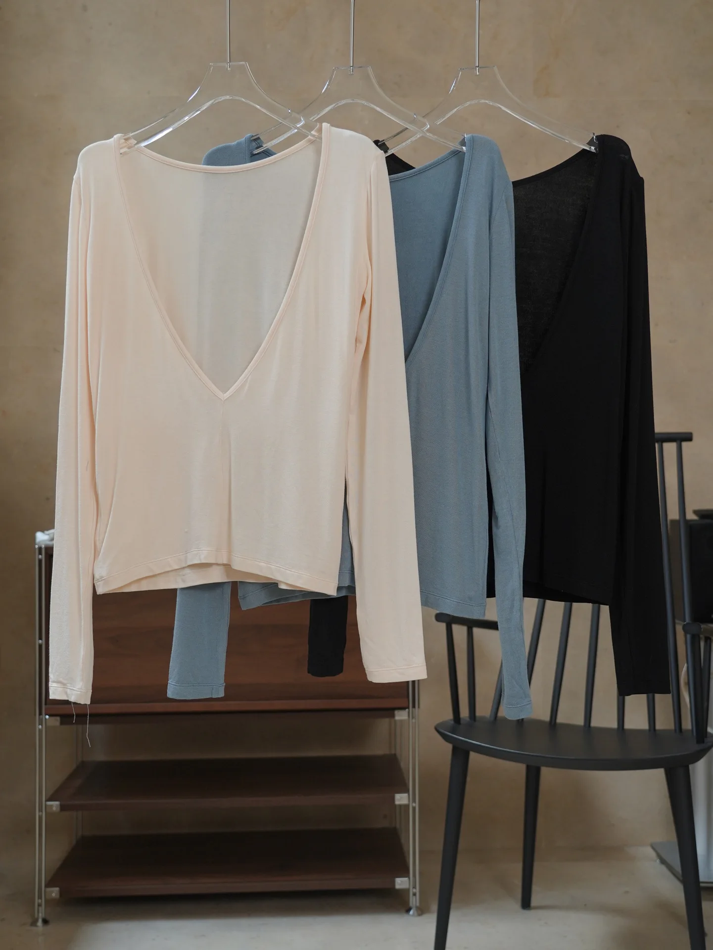 2026 New Women Long Sleeve Tees Back Deep V--Neck Sexy High Stretch T Shirts Women Clothes image 6