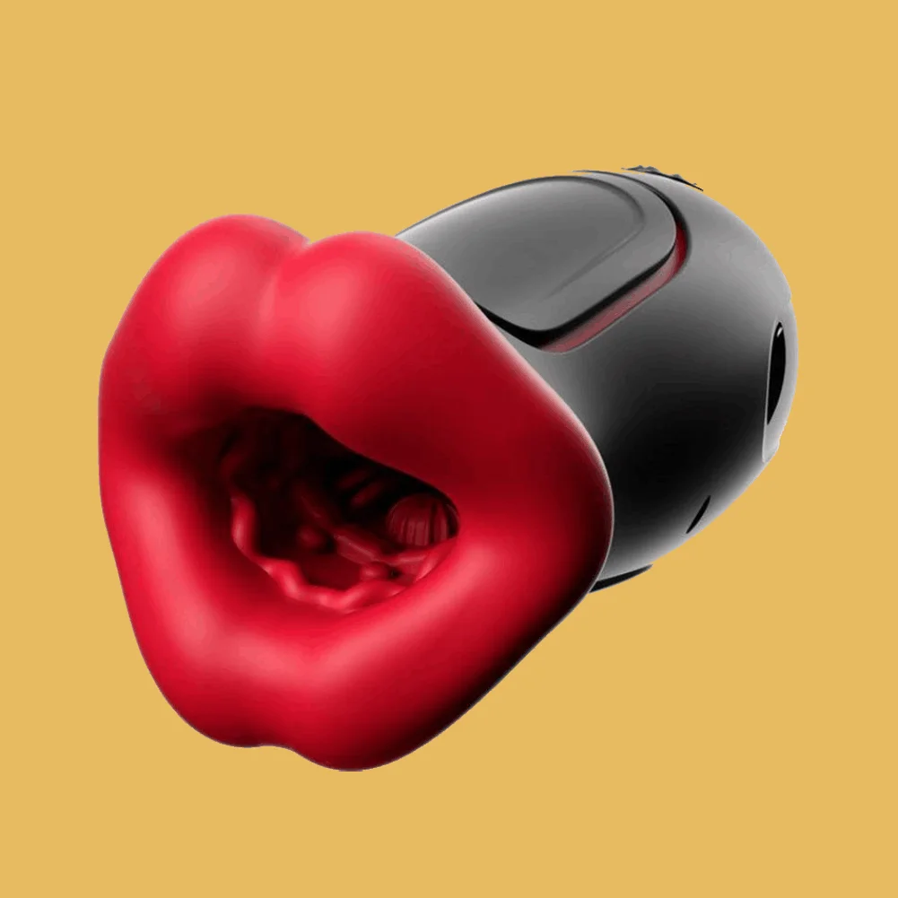 Male Masturbator Squeezable Electric 9-Frequency Adjustment Mode Vibrator Mode Deep Throat Mouth Blowjob Sex Toys