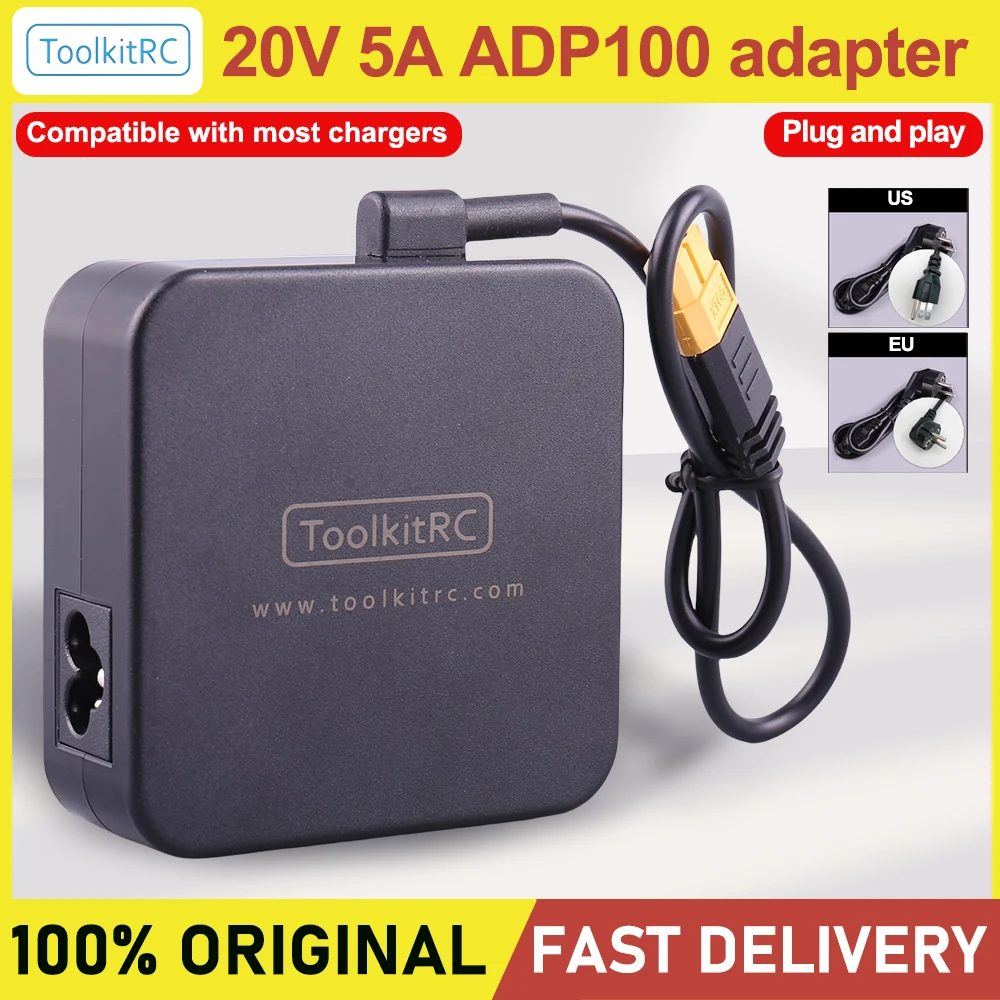 ToolKitRC ADP100 100W 20V Power Supply with XT60 Output Adapter for ISDT Q8 Q6 GT Power Hota HTRC SkyRC Charger RC Drone