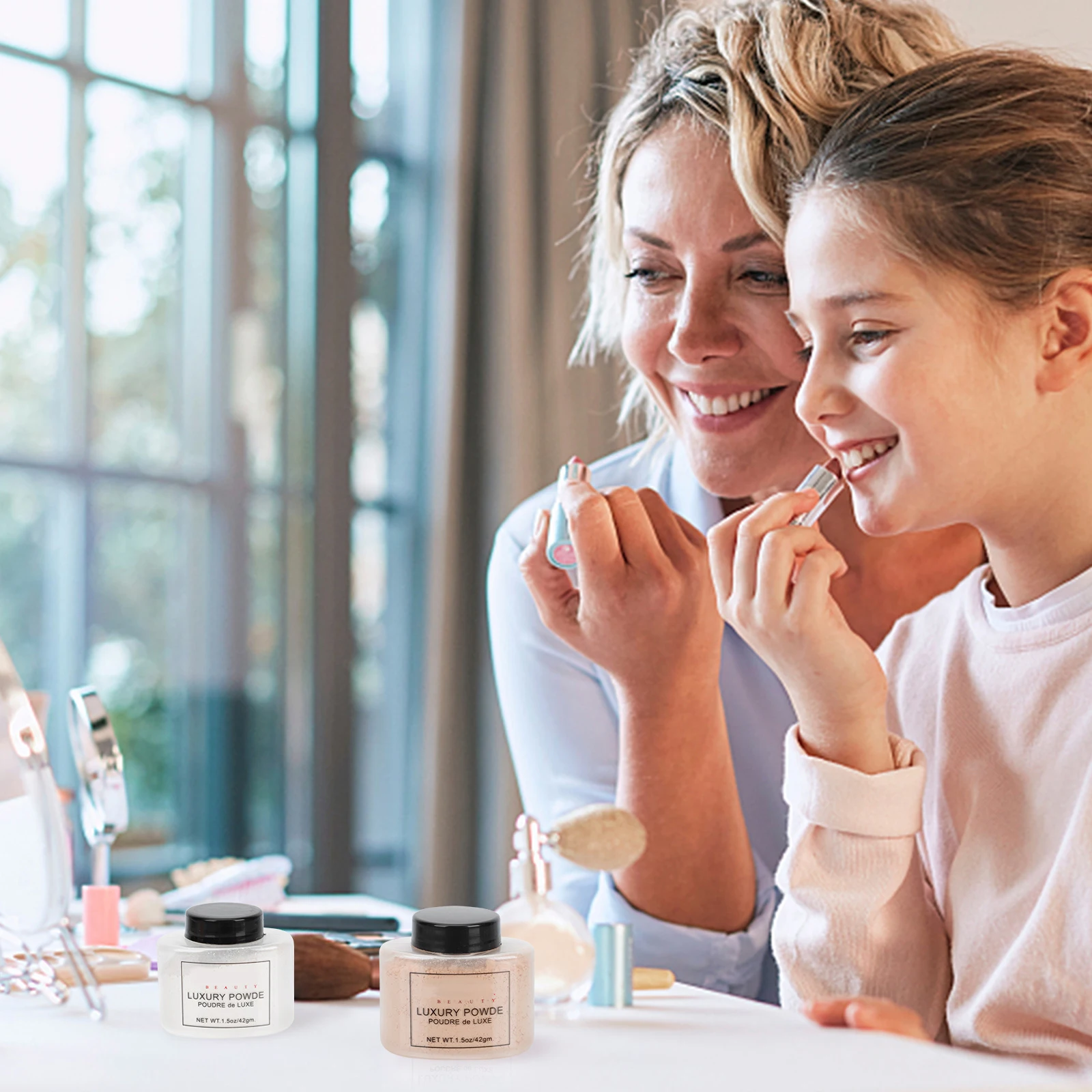 4 Bottles Loose Powder Dry Hair Oil Control Face Cosmetics Long Lasting Makeup Compact Size Suitable All Skin Types