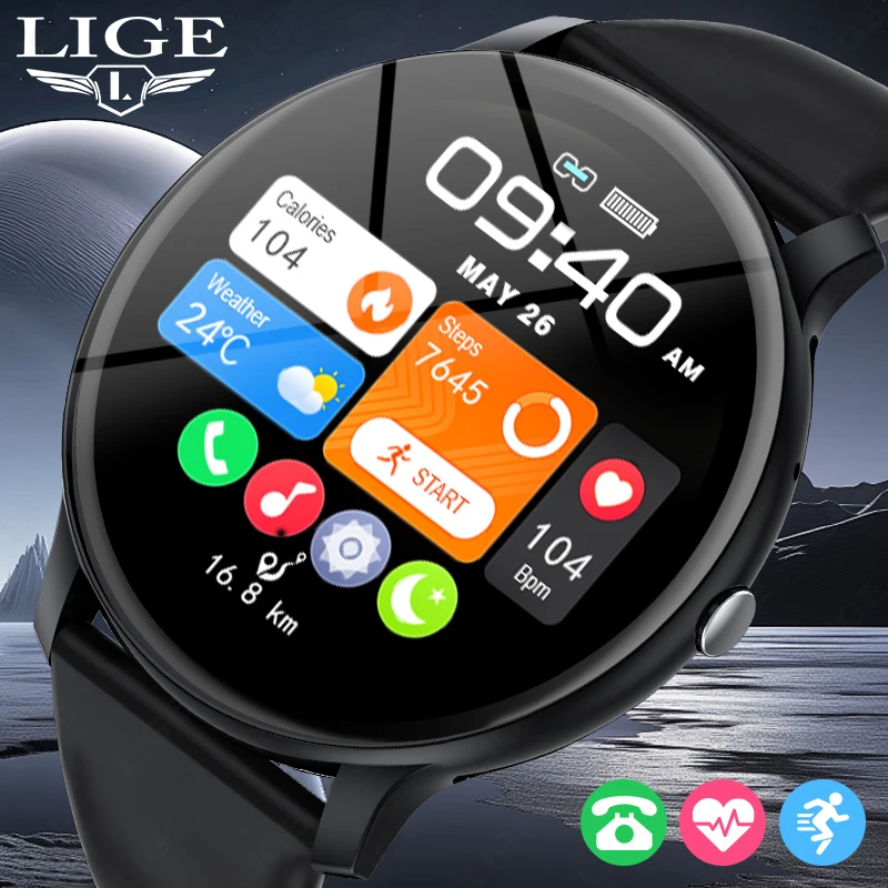 

LIGE New Smart Watch Wireless Charging Smartwatch Bluetooth Call Wristwatch Men Women Fitness Bracelet Custom Watch Face Watches