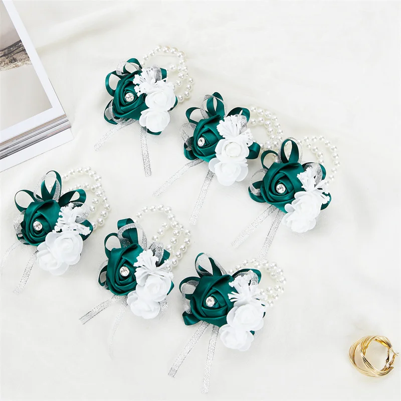 

YO CHO шелковые розы белый корсаж на запястье цветы для подружек невесты цветочный браслет розовый синий свадебные аксессуары для сестер