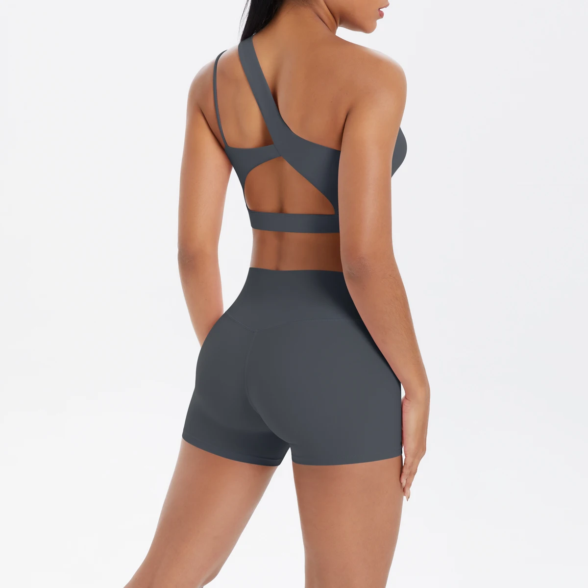 Yoga Anzug Sport Set Gym Sport Crop Tops Einfarbig Nylon Yoga Bh Laufen Radfahren Sport Gym Workout Yoga Shorts – Detail 31