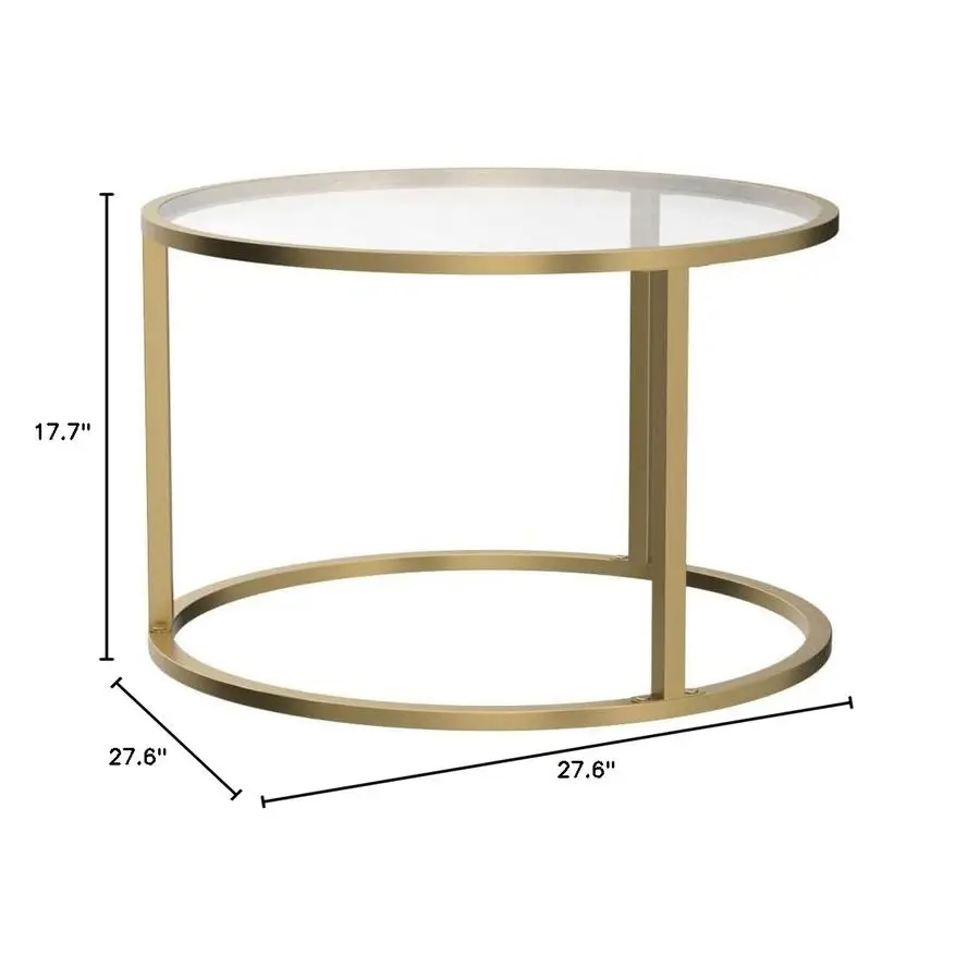 Small Glass Coffee Table Round Gold Coffee Table for Small Space Modern Simple Center Table with Gold Frame for Liv Customizable