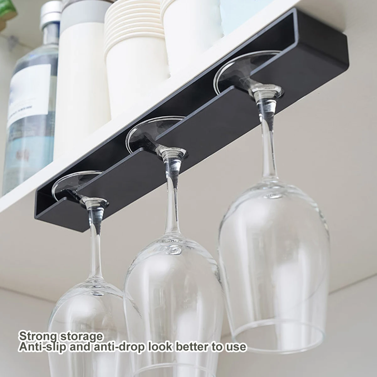 Wine Glass Holder Hanging Wine Glass Holder Under Shelf Plastic Stemware Rack Glassware Drying Storage Hanger For Kitchen Bar