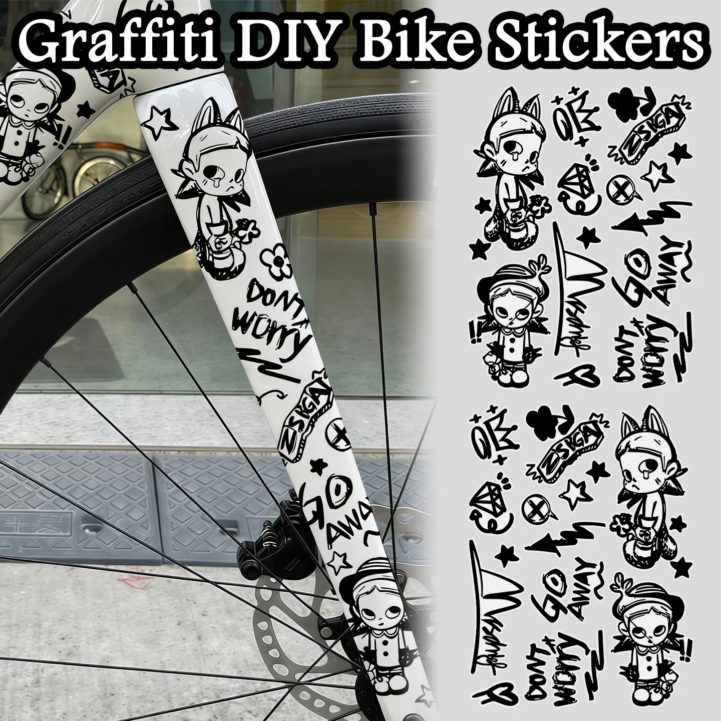 UV Transparent Graffiti DIY Bicycle Stickers Cycling Bike Frame Top Tube MTB Road Bikes Moto Front Fork Helmet Accessories Decal