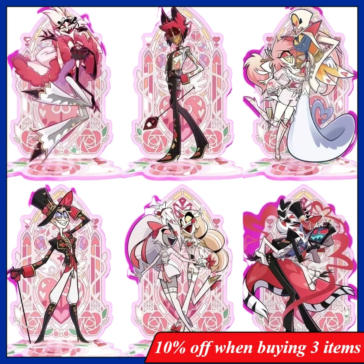 15cm Hazbin Version Saint-Valentin Support en acrylique pour figurine Vox, plaque de présentation Alastor, ornements en acrylique Alastor, Vaggi Toys