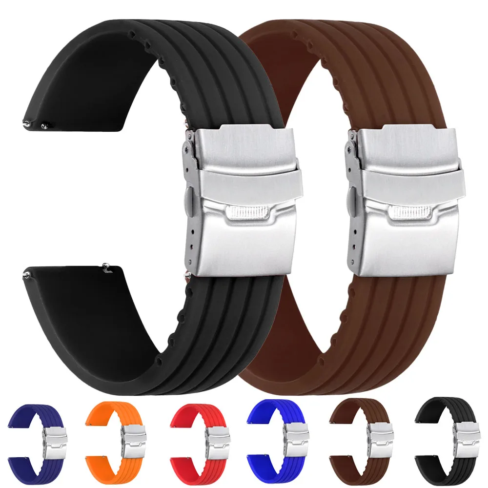 18/20/22/24mm Quick Release Silicone Watchband for Huawei Watch GT4/GT3 46mm for Seiko for Omega for Fossil Rubber Straps