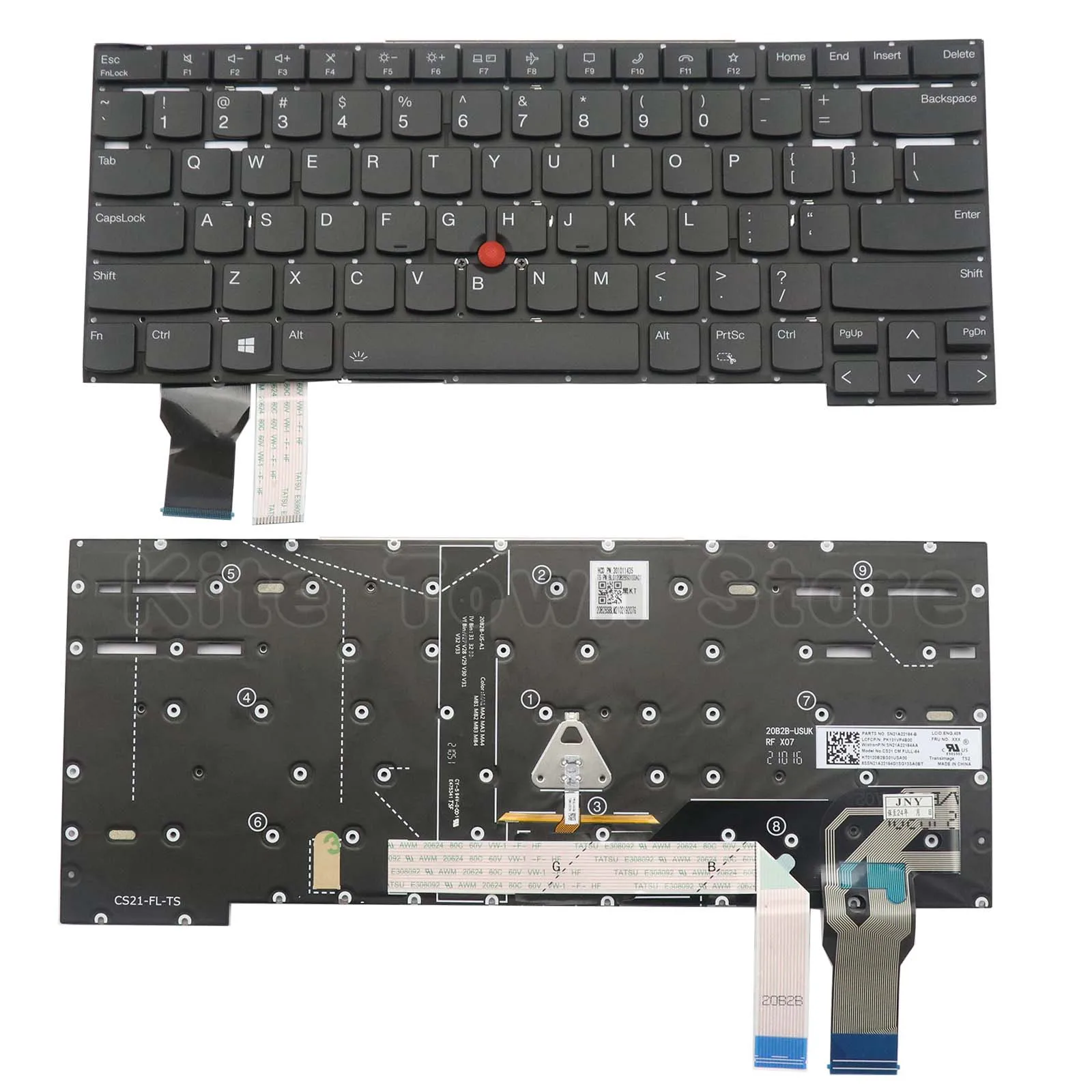 New US Layout Laptop Keyboard Backlit w/ Pointer for Lenovo Thinkpad T14s Gen2 P1 Gen4 X1 Extreme 4th Gen