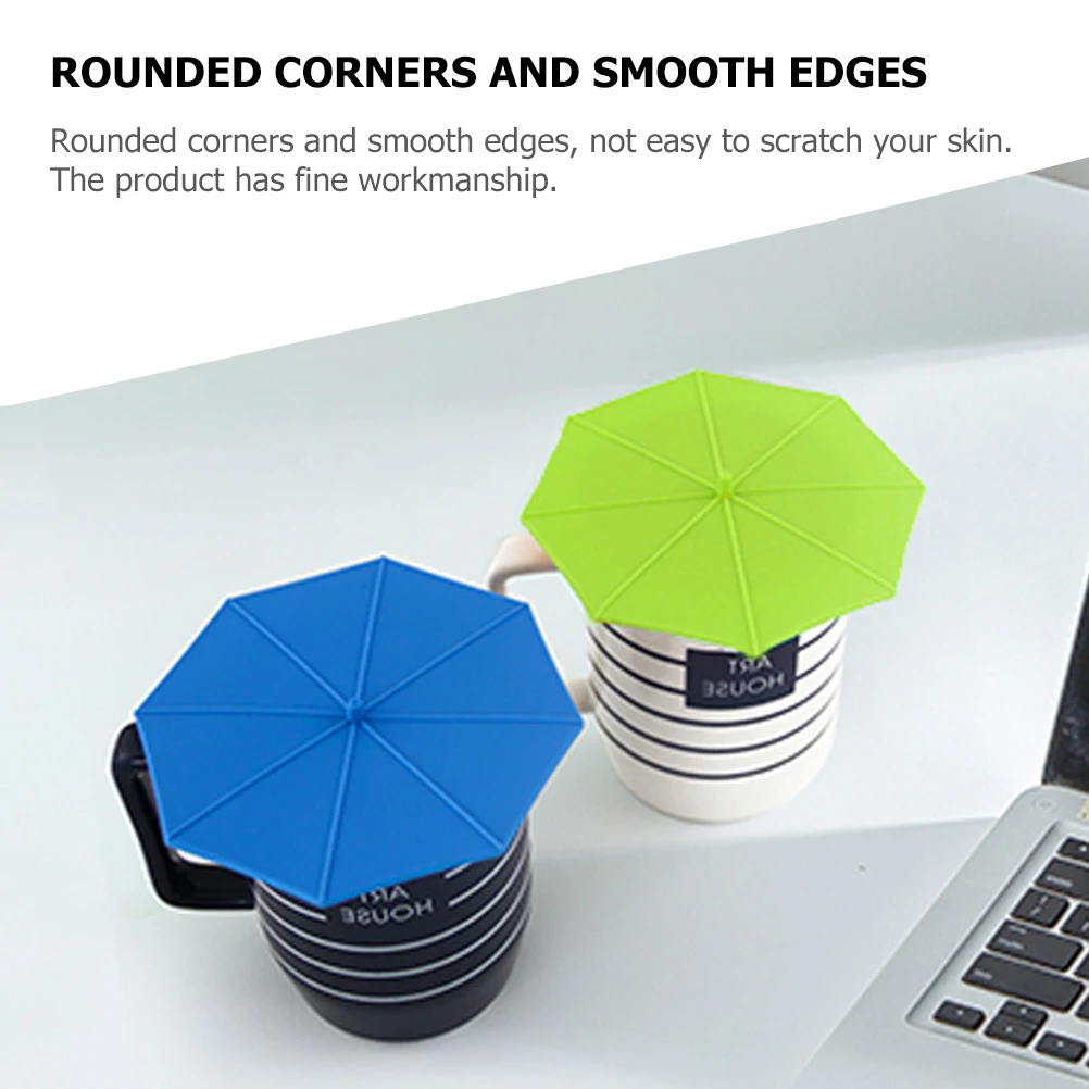 

5 Pcs Umbrella Shaped Silicone Cup Lid Adorable Sealing Cap Household Mug Leakproof Dustproof Kitchen Bar Accessories