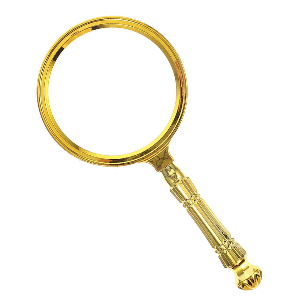 Handheld Magnifying Glass Gold Plated Frame Portable High Magnification Lens Jewelry Inspection Reading Crafting Lightweight
