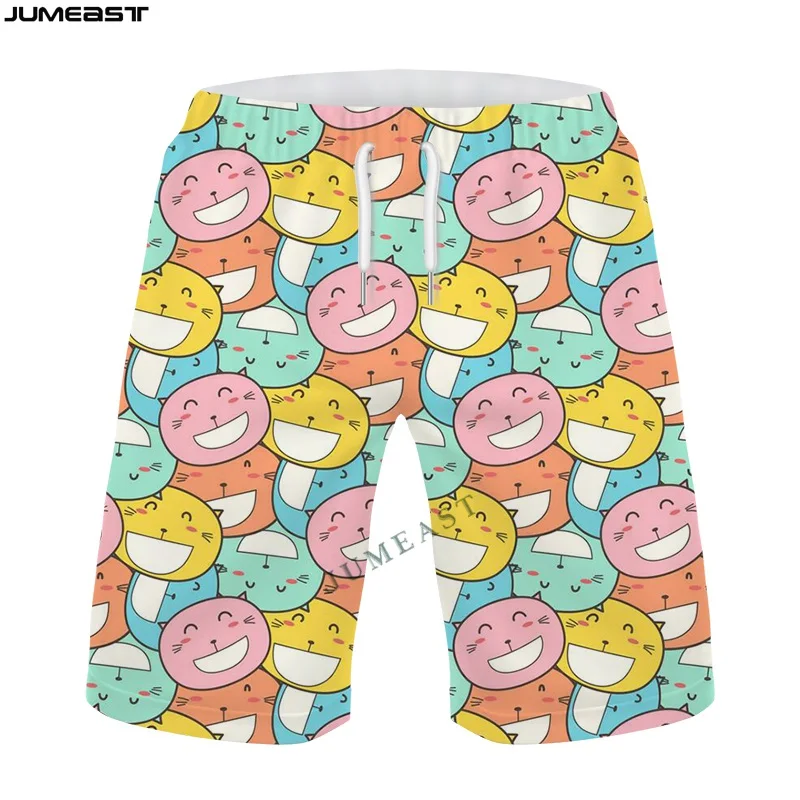 Jumeast-pantalones cortos 3D de gran tamaño para hombre y mujer, bañadores divertidos con dibujos animados de gato y Animal, informales, para playa