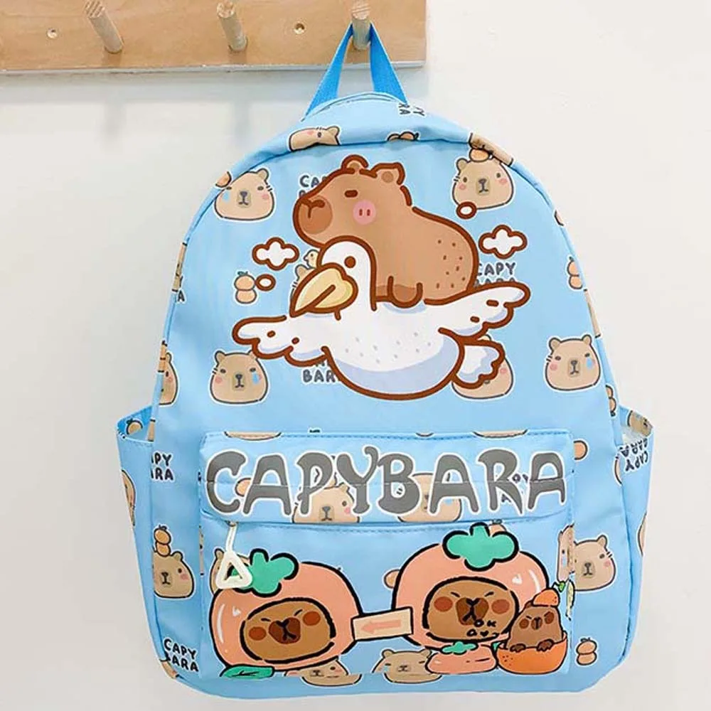 

Thickened Capybara Backpack Wide Straps Lightweight Cartoon Animal Daypack Foldable Nylon Large Capacity School Bag Unisex