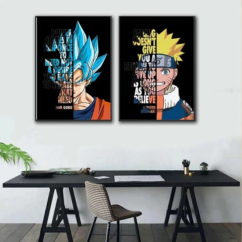 Classical Japanese Anime Naruto Manga Canvas Painting Motivational Quote Letter Poster Comic Figure Wall Art Home Decor Cuadros