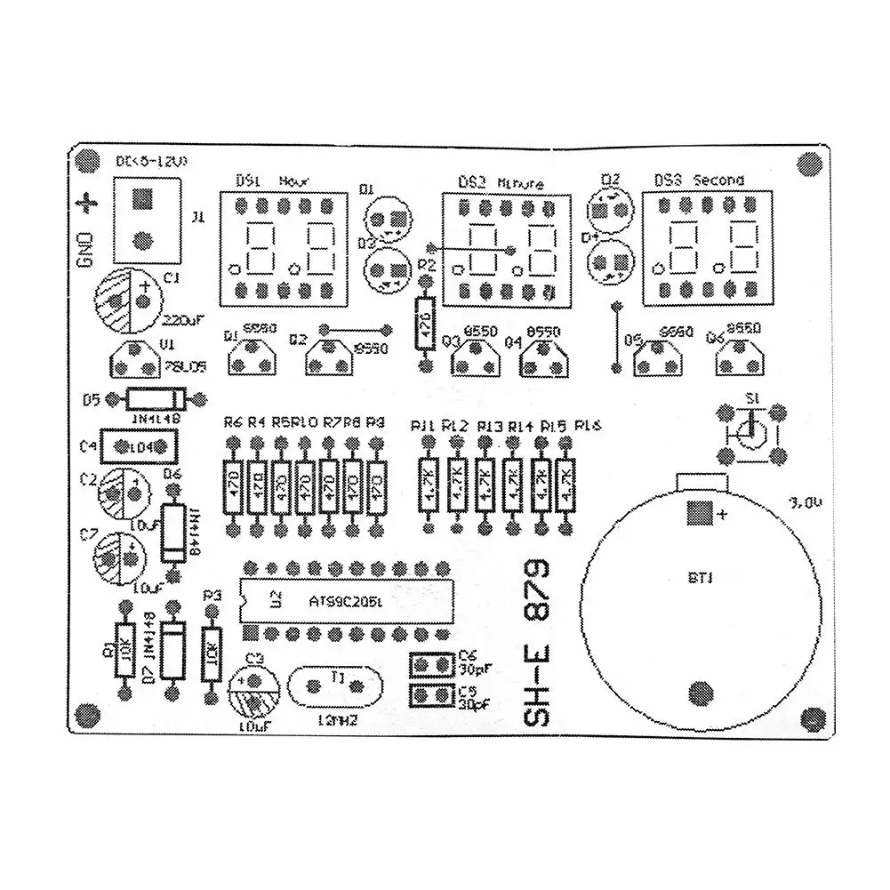 6 Bits Digital LED Electronic Clock DIY Kits PCB Soldering Practice Learning Board AT89C2051 and Components for Arduino