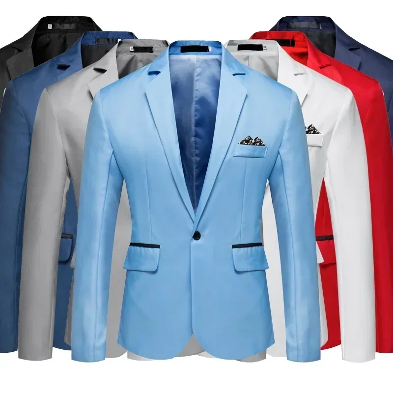 Men's Fashion Bussiness Blazer Casual Solid Color Wedding Blazer Jacket Slim Fit Suit Jacket