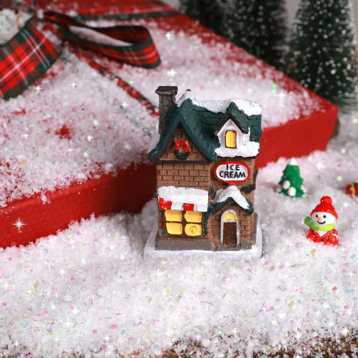 مسحوق الثلج الاصطناعي لعيد الميلاد باللون الأبيض الملون رقاقات الثلج المزيفة مسحوق الثلج لشجرة عيد الميلاد مشهد الشتاء ديكور المنزل #3